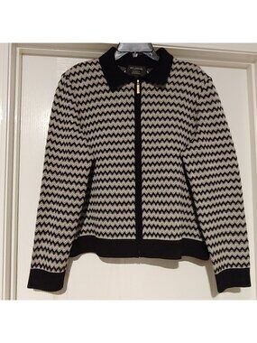 St. John Knit Zip Sweater Blazer Old Money Timeless Quiet Luxury XL Business